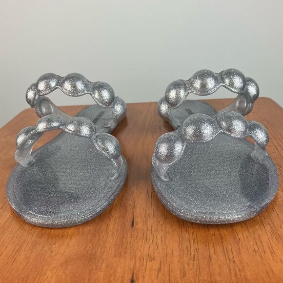 NWOB Steve Madden women’s Zaza bubble strap sandals silver size 9 - Picture 3 of 7